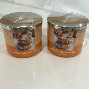 Pair of Spiked Pumpkin Donut Candles